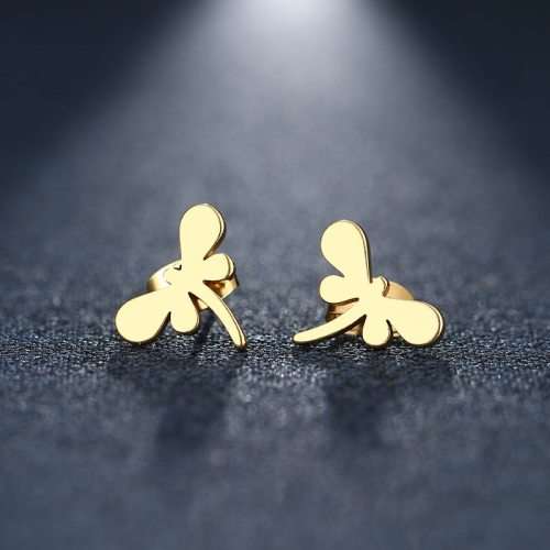 GORGEOUS!  100% Titanium Dragonfly Stud Earrings **R 279** (GOLD)