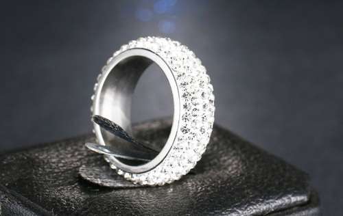 Titanium Ring With Simulated Pave Setting Diamonds Size 11 US