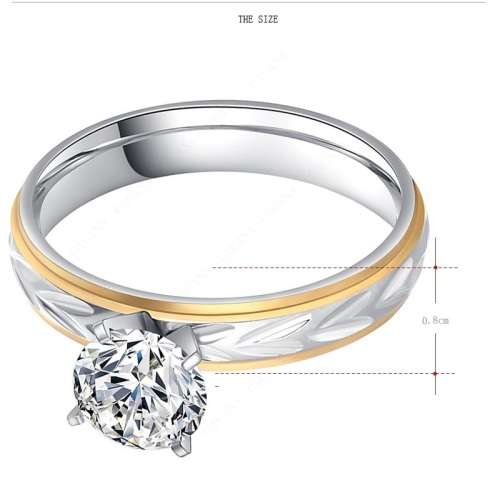 Titanium Princess Cut Ring With Simulated Diamond *R 799* Size 6 US / L / 16