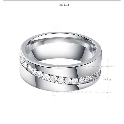 Titanium  8 mm  Ring With Simulated Diamonds **R 899** Size  9; 10; 11 US