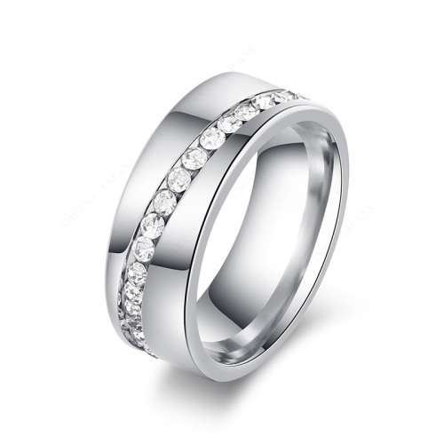 Titanium  8 mm  Ring With Simulated Diamonds **R 899** Size  9; 10; 11 US