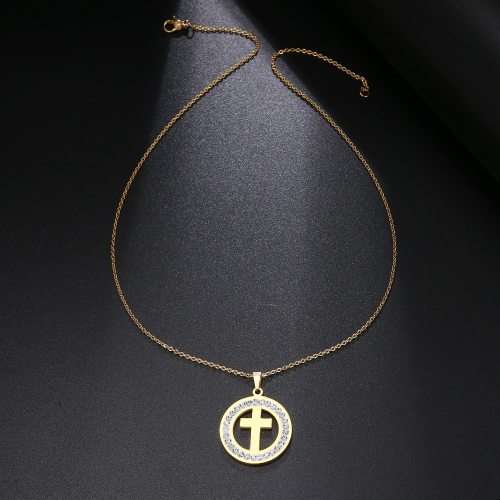 Titanium Cross Necklace With Simulated Diamonds 45 cm**R 699** (GOLD)