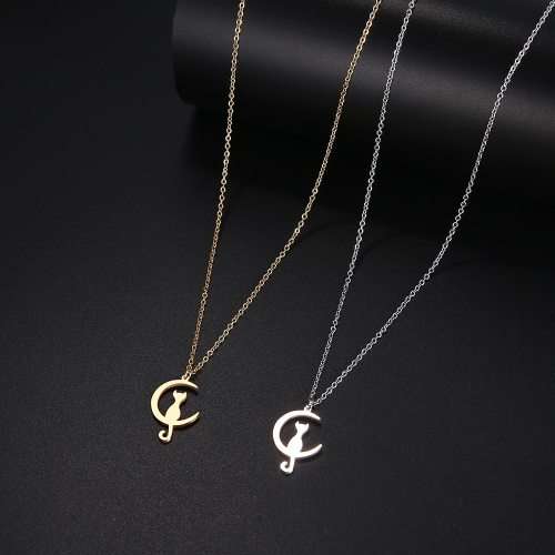 Titanium "Cat On The Moon" Necklace **R 499** (SILVER)