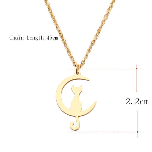 Titanium "Cat On The Moon" Necklace **R 499** (SILVER)