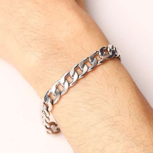 TITANIUM (NEVER FADE) Cuban Link Men's Bracelet 22 cm (SILVER ONLY)