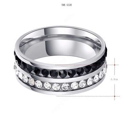 Titanium 8 mm  Ring With Simulated Blue & White Diamonds **R 899** Size 7; 8 US