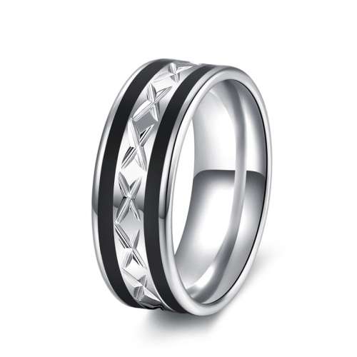 Titanium (BLACK & SILVER) Ring 6 mm *R 799* Size 9 US