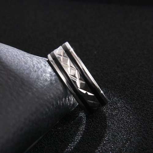 Titanium (BLACK & SILVER) Ring 6 mm *R 799* Size 9 US