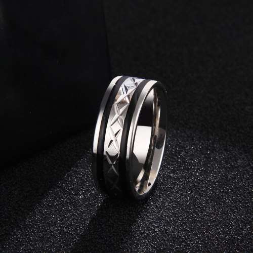 Titanium (BLACK & SILVER) Ring 6 mm *R 799* Size 9 US
