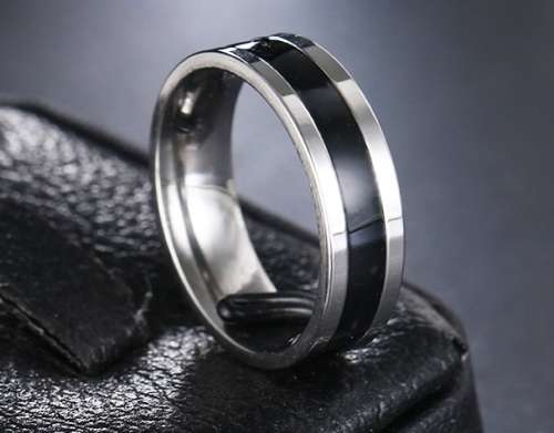 Titanium (BLACK & SILVER) Ring 6 mm *R 799* Size 9 US