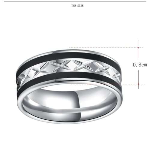Titanium (BLACK & SILVER) Ring 6 mm *R 799* Size 9 US