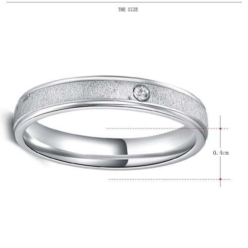 Titanium Ring With Simulated Diamond *R 599* (SILVER) Size 7 US