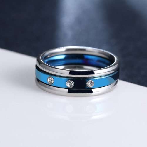 RETAIL PRICE:R1 199 (NEVER FADE) Titanium 3-Piece Ring Set  Size 8 US (BLUE ONLY)