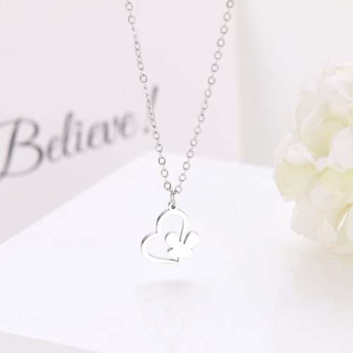 Titanium Butterfly Heart Necklace **R 699** (SILVER) 45 cm