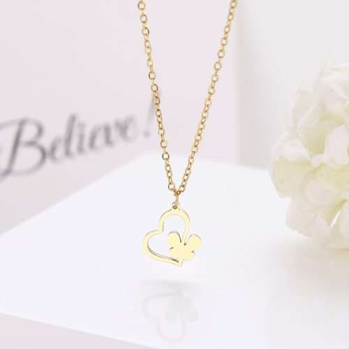 Titanium Butterfly Heart Necklace **R 699** (SILVER) 45 cm