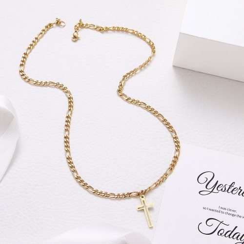 TITANIUM (NEVER FADE)*Cross* Necklace 50 cm (SILVER ONLY)