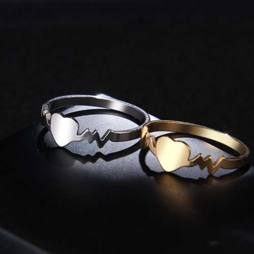Titanium Heartbeat Heart Ring Size 7; 8 US