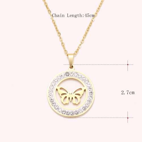 Titanium *Butterfly* Necklace With Simulated Diamonds 45 cm (SILVER) *R 799*