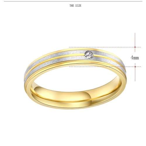 Titanium Two Tone Ring With Simulated Diamond Size 7; 8 US *R 599* (SILVER)