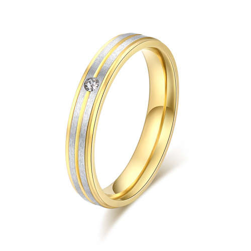 Titanium Two Tone Ring With Simulated Diamond Size 7; 8 US *R 599* (SILVER)