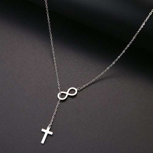 Titanium "Infinity Cross" Necklace 60 cm **R 899** (SILVER)