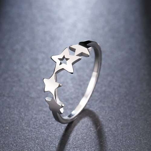 Titanium Star Ring Size 6 US *R 599* (SILVER&GOLD)