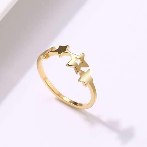 Titanium Star Ring Size 6 US *R 599* (SILVER&GOLD)
