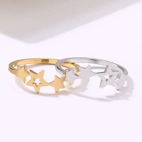 Titanium Star Ring Size 6 US *R 599* (SILVER&GOLD)