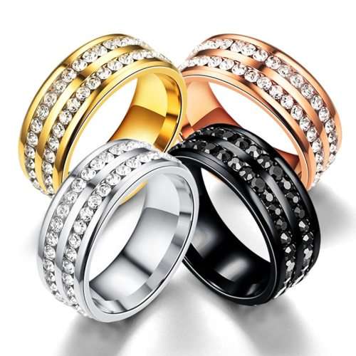 Titanium Ring With Simulated Black Diamonds **R 999** Size 9 US BLACK