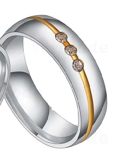 Titanium Ring With Simulated Diamonds **R 999** Size 8; 10 US (Two Tone)