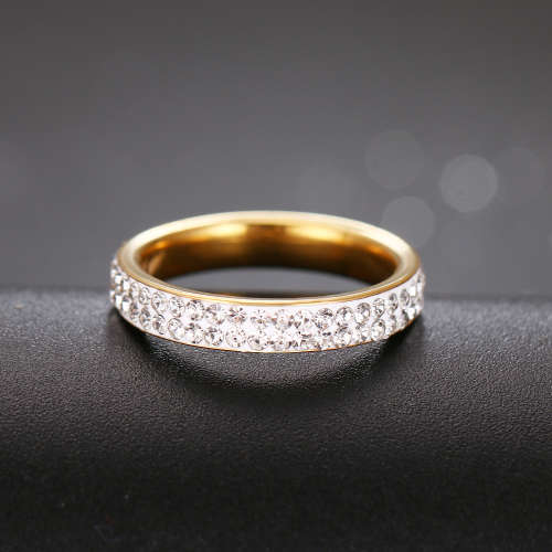 Titanium Ring With Simulated Diamonds *R 1099* Size 7; 8; 9; 10 US (GOLD)