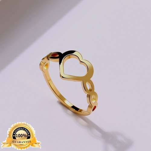 RETAIL PRICE:  R 899 (NEVER FADE) Titanium Heartbeat Heart Ring Size 7 US (GOLD ONLY)