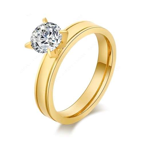 Titanium Princess Cut Ring With 2.00 ct Simulated Diamond Size 7; 8; 10; 11 US *R 599* (GOLD)