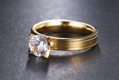 Titanium Princess Cut Ring With 2.00 ct Simulated Diamond Size 7; 8; 10; 11 US *R 599* (GOLD)