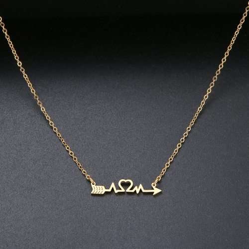 TITANIUM (NEVER FADE) Arrow Heartbeat  Necklace 45 cm (SILVER ONLY)