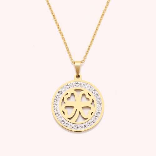 Retail Price: R 1 599 Titanium "Lucky 4-Leaf Clover" Necklace With Simulated Diamonds 45cm