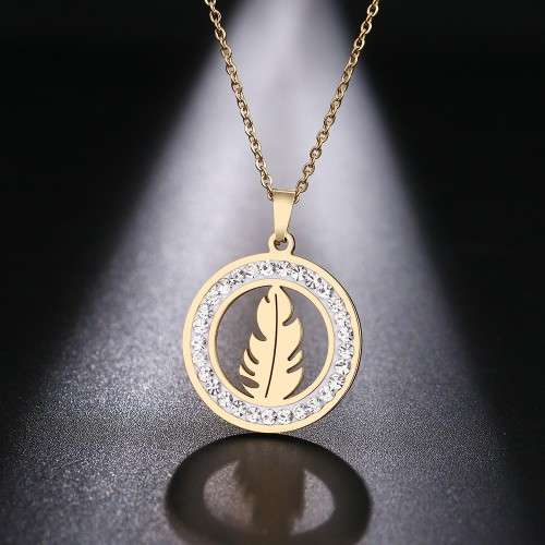 Retail Price: R 1 699 Titanium Feather Necklace With Simulated Diamonds  45 cm (SILVER ONLY)