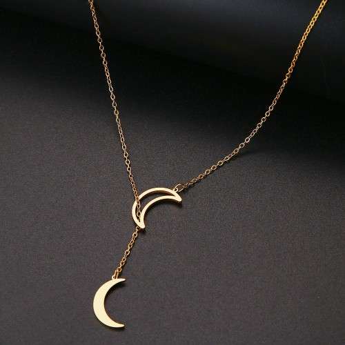 RETAIL PRICE: R 1 099 Titanium Double Moon Necklace 60 cm  (SILVER ONLY)