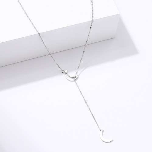RETAIL PRICE: R 1 099 Titanium Double Moon Necklace 60 cm  (SILVER ONLY)
