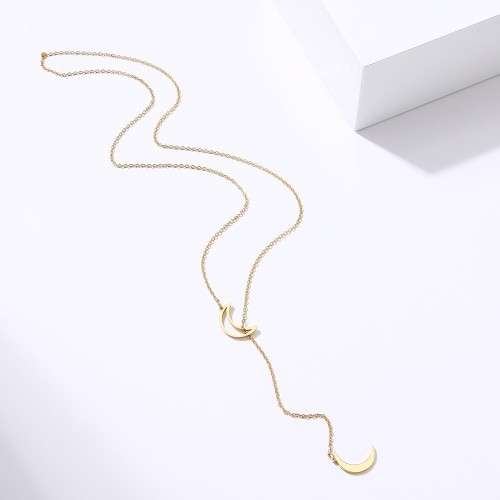 RETAIL PRICE: R 1 099 Titanium Double Moon Necklace 60 cm  (SILVER ONLY)