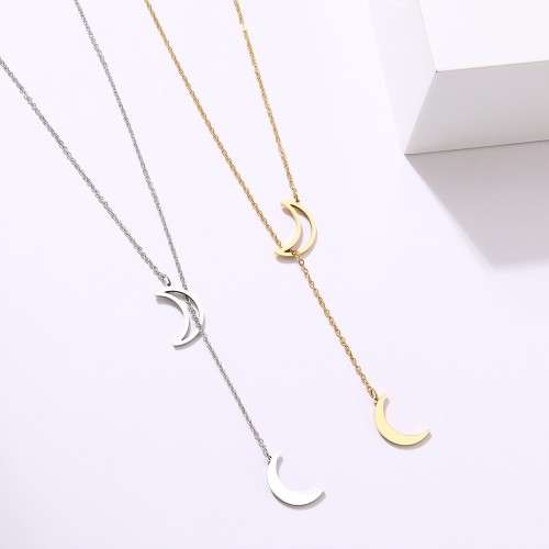 RETAIL PRICE: R 1 099 Titanium Double Moon Necklace 60 cm  (SILVER ONLY)