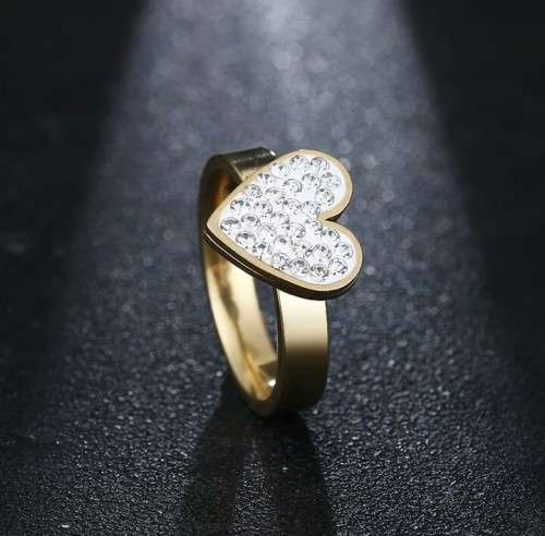 RETAIL PRICE: R 1 999 Titanium Heart Ring With Simulated Diamonds Size 8;9;10 US (GOLD ONLY)