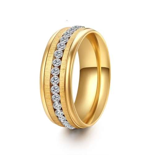 RETAIL PRICE: R 1 599 Titanium Ring With Simulated Diamonds Size 8 US (GOLD ONLY)