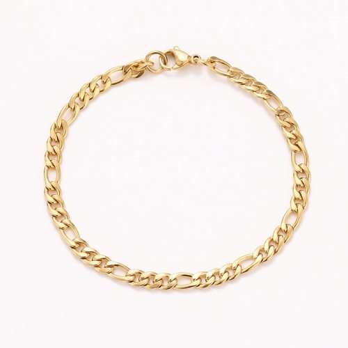 TITANIUM (NEVER FADE) Figaro Bracelet 22 cm  (SILVER ONLY)