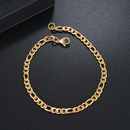 TITANIUM (NEVER FADE) Figaro Bracelet 22 cm  (SILVER ONLY)