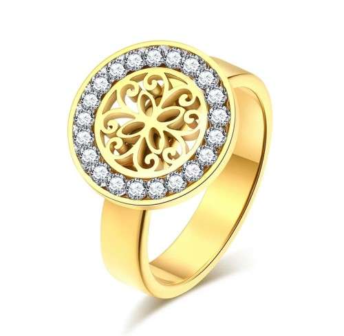 RETAIL PRICE: R 1 999 Titanium Chinese Flower Ring With Simulated Diamond Size 10 US (GOLD)