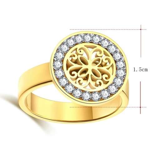 RETAIL PRICE: R 1 999 Titanium Chinese Flower Ring With Simulated Diamond Size 10 US (GOLD)