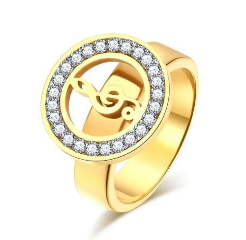 RETAIL PRICE: R 1 999 Titanium Music Note Ring With Simulated Diamond Size 9 US (GOLD)