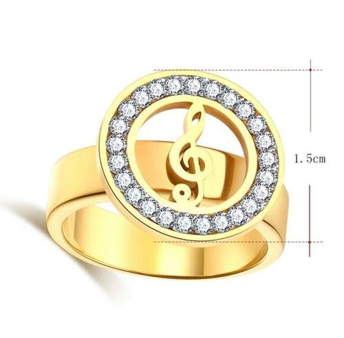 RETAIL PRICE: R 1 999 Titanium Music Note Ring With Simulated Diamond Size 9 US (GOLD)