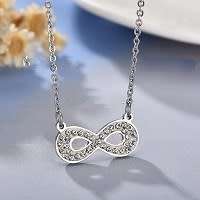RETAIL PRICE: R 1 299 Titanium Infinity Necklace With Simulated Diamonds 50 cm (SILVER)